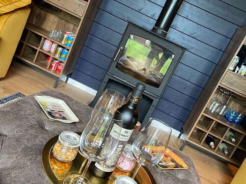 Cabin interior log burner