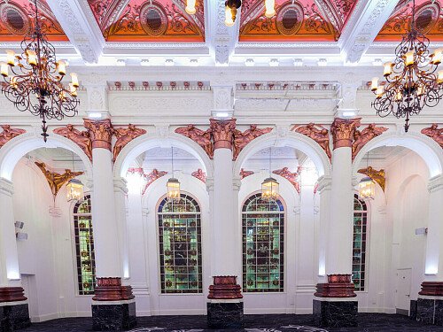 Grand, large hall, arches and painted ceiling- London-  filming photoshoot location-12