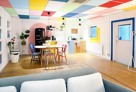 Colourful checkered celing- NW10-  filming photoshoot location-2