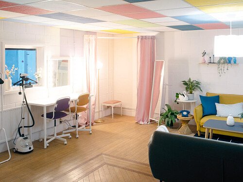 Colourful checkered celing- NW10-  filming photoshoot location-7