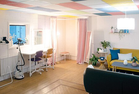 Colourful checkered celing- NW10-  filming photoshoot location-7