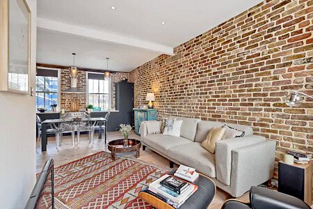 Exposed red brick feature wall-London- filming photoshoot location-11