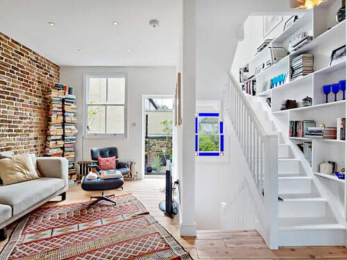 Exposed red brick feature wall-London- filming photoshoot location-16