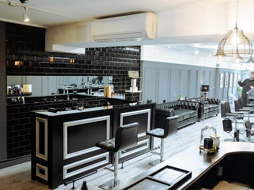 Sleek and sophisicated barbers,  London filming photoshoot location-29-19