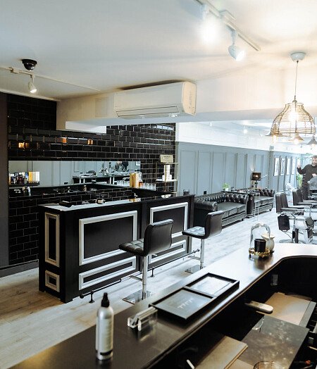 Sleek and sophisicated barbers,  London filming photoshoot location-29-19