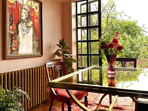 Pink Kitchen Dining Area