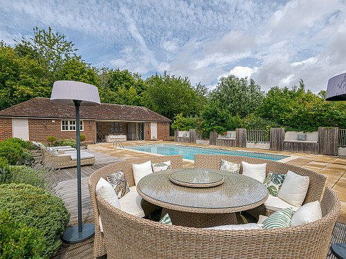 Location Creation: Alfold House: Pool and seating