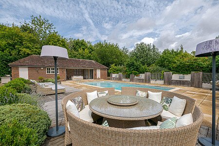 Location Creation: Alfold House: Pool and seating