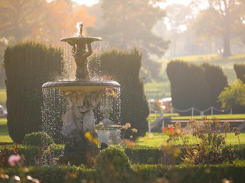 Mansion back Gardens with fountain