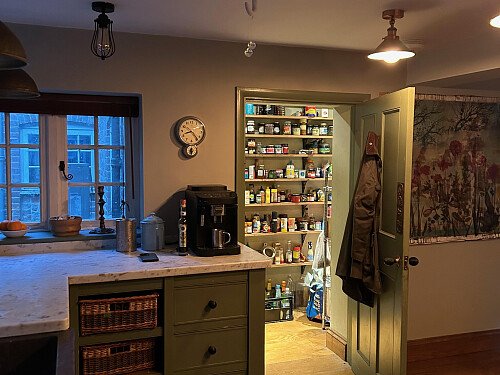 Kitchen view to larder