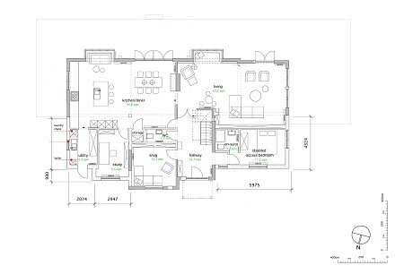 Floorplan downstairs Three Gables