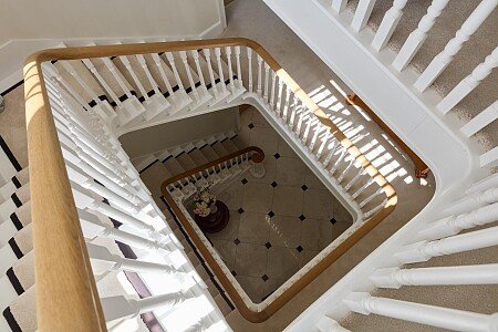 view from top of stairs